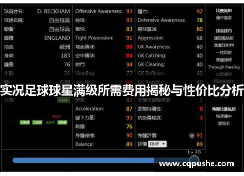 实况足球球星满级所需费用揭秘与性价比分析